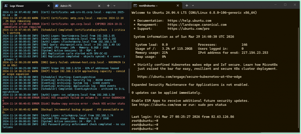 Windows Terminal with different tabs