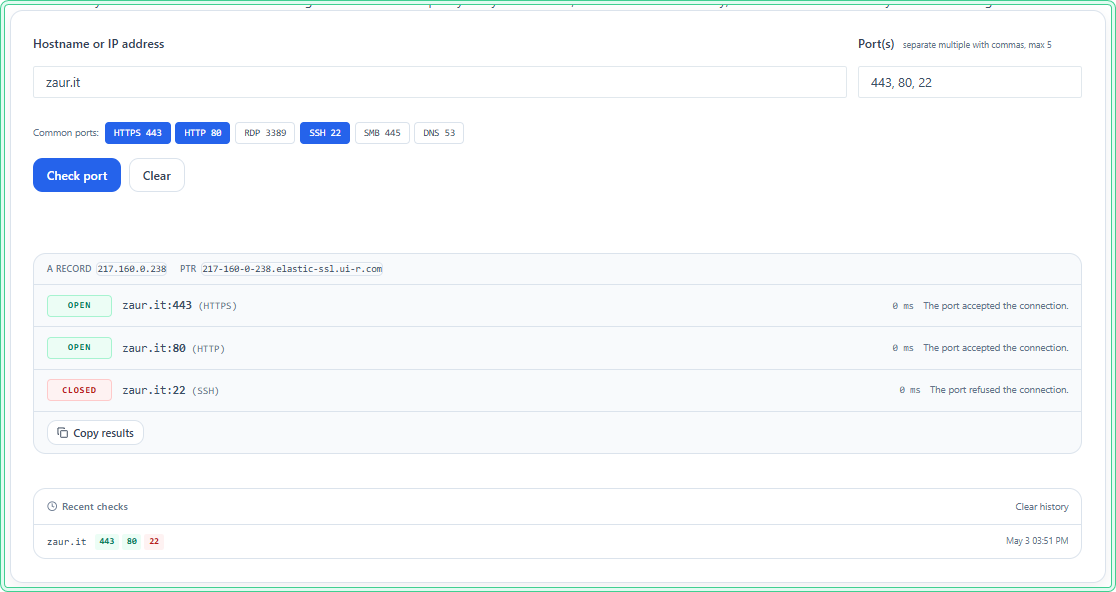 zaur.it Port Checker tool