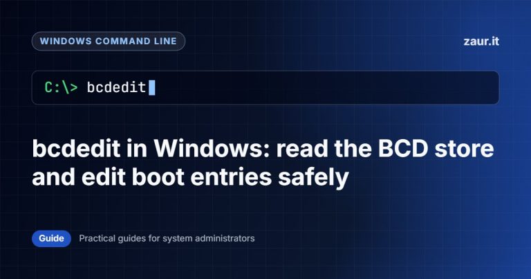 bcdedit in Windows: read the BCD store and edit boot entries safely