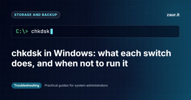 chkdsk in Windows: what each switch does, and when not to run it