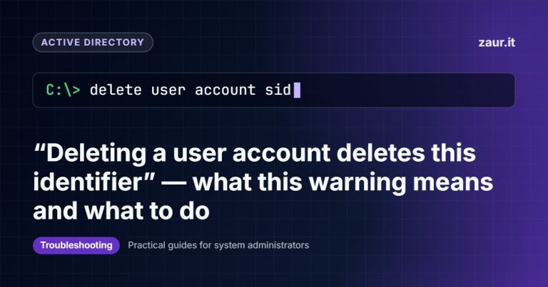 “Deleting a user account deletes this identifier” — what this warning means and what to do