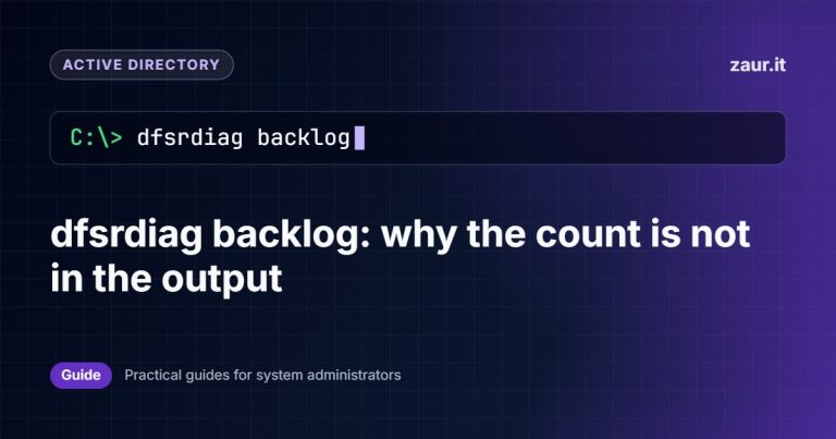 dfsrdiag backlog: why the count is not in the output