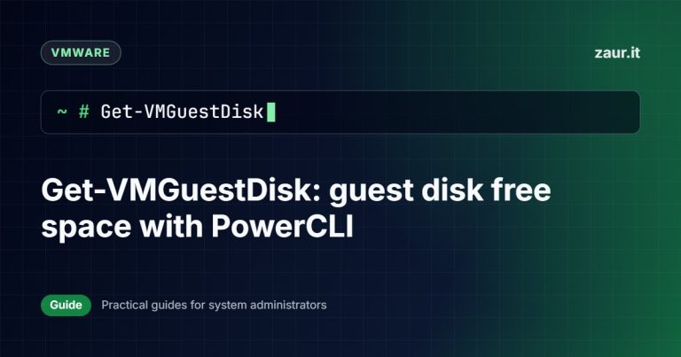 Get-VMGuestDisk: guest disk free space with PowerCLI