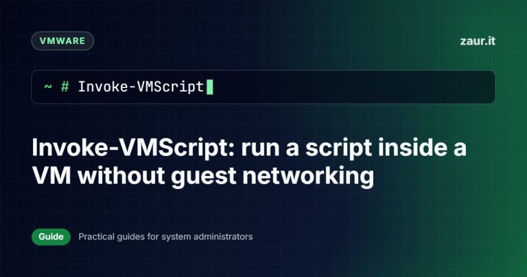 Invoke-VMScript: run a script inside a VM without guest networking