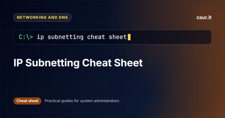 IP Subnetting Cheat Sheet