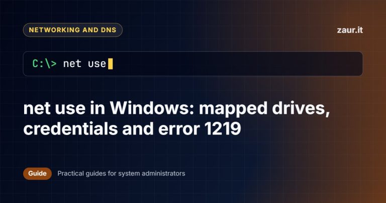 net use in Windows: mapped drives, credentials and error 1219