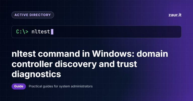 nltest command in Windows: domain controller discovery and trust diagnostics