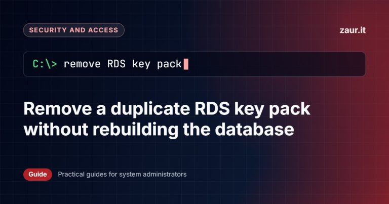 Remove a duplicate RDS key pack without rebuilding the database