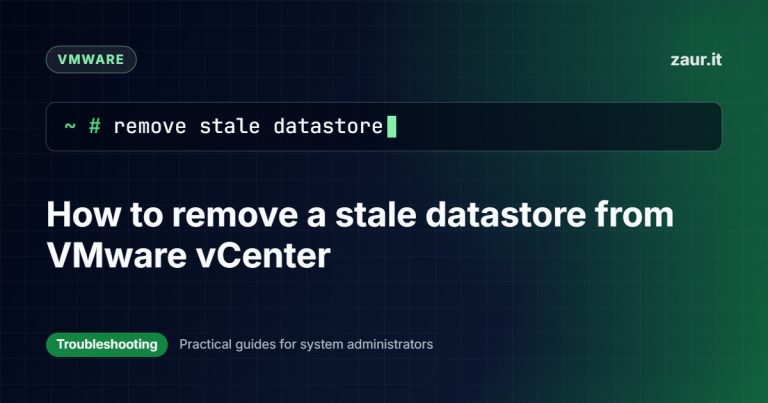 How to remove a stale datastore from VMware vCenter