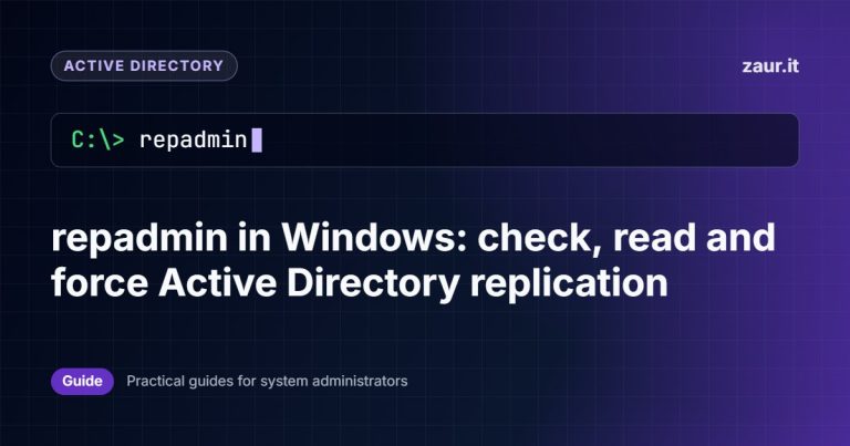 repadmin in Windows: check, read and force Active Directory replication