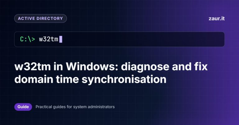 w32tm in Windows: diagnose and fix domain time synchronisation