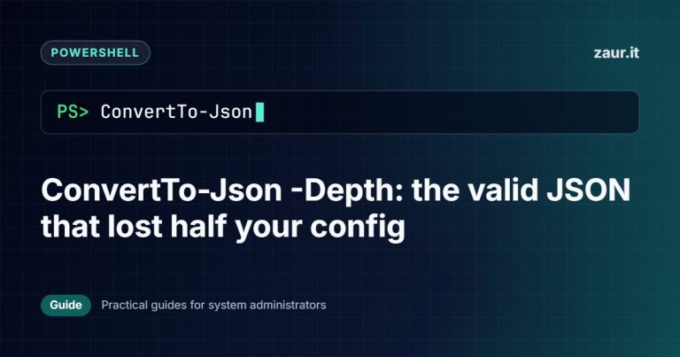 ConvertTo-Json -Depth: the valid JSON that lost half your config
